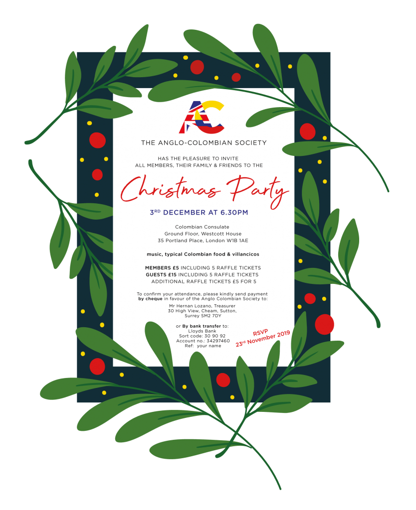 The Anglo-Colombia Society wishes a happy 2019 Christmas